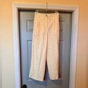 Topshop Yellow Pleated Wide Leg Pants High Rise Trousers US 4 UK 8